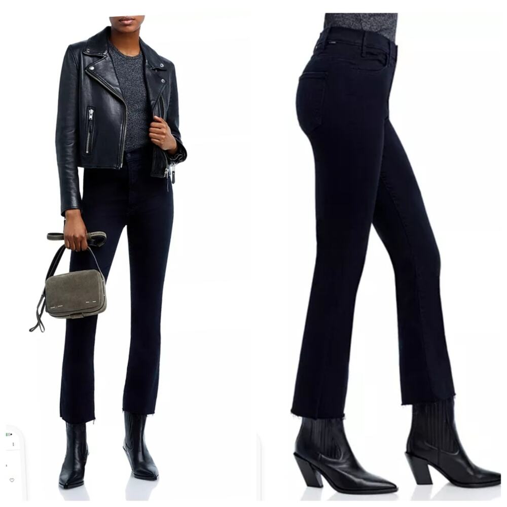 MOTHER The Hustler Ankle Jeans 27 Not Guilty Black High Rise Kick Flare J1837 - Picture 4 of 12